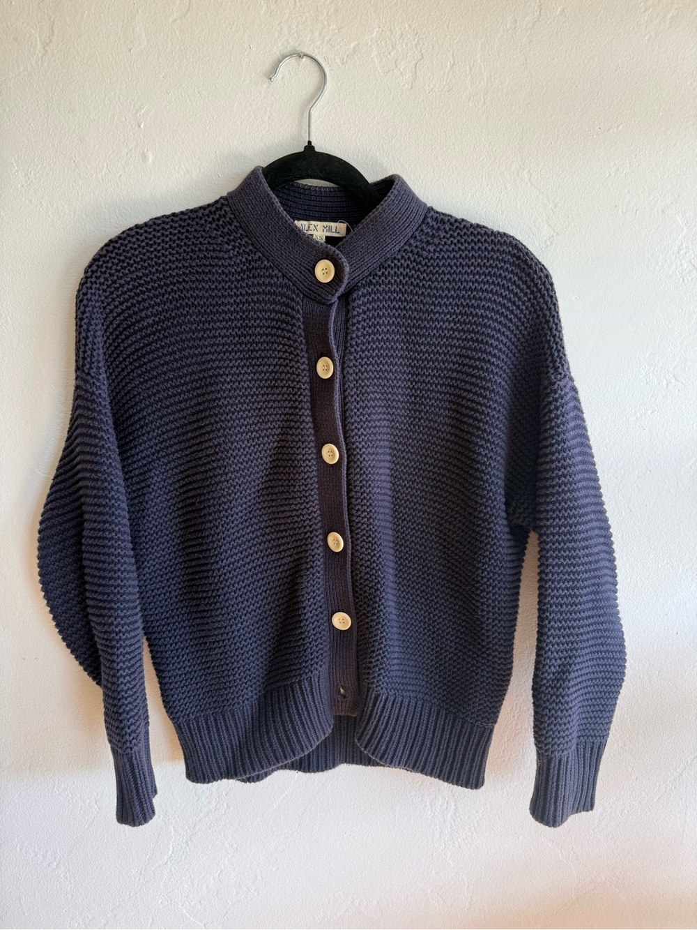 Alex Mill Cardigan Sweater Womens XS Navy Nico Chunky Knit Button Front Relaxed